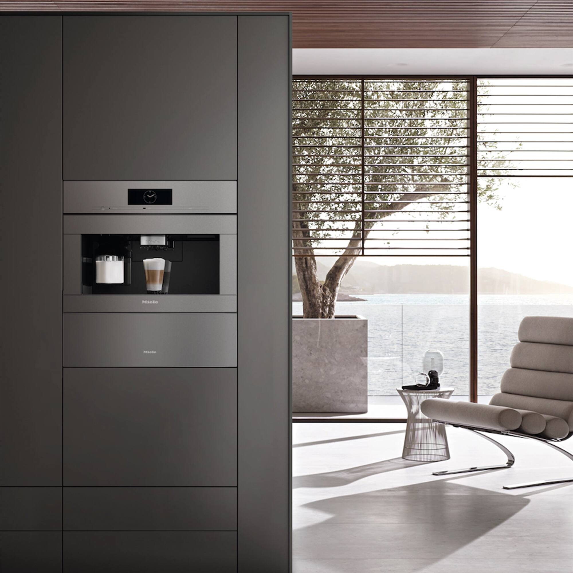 Left. Miele - Miele CVA 7875 Built-In Coffee Machine Graphite Grey - Graphite Grey.