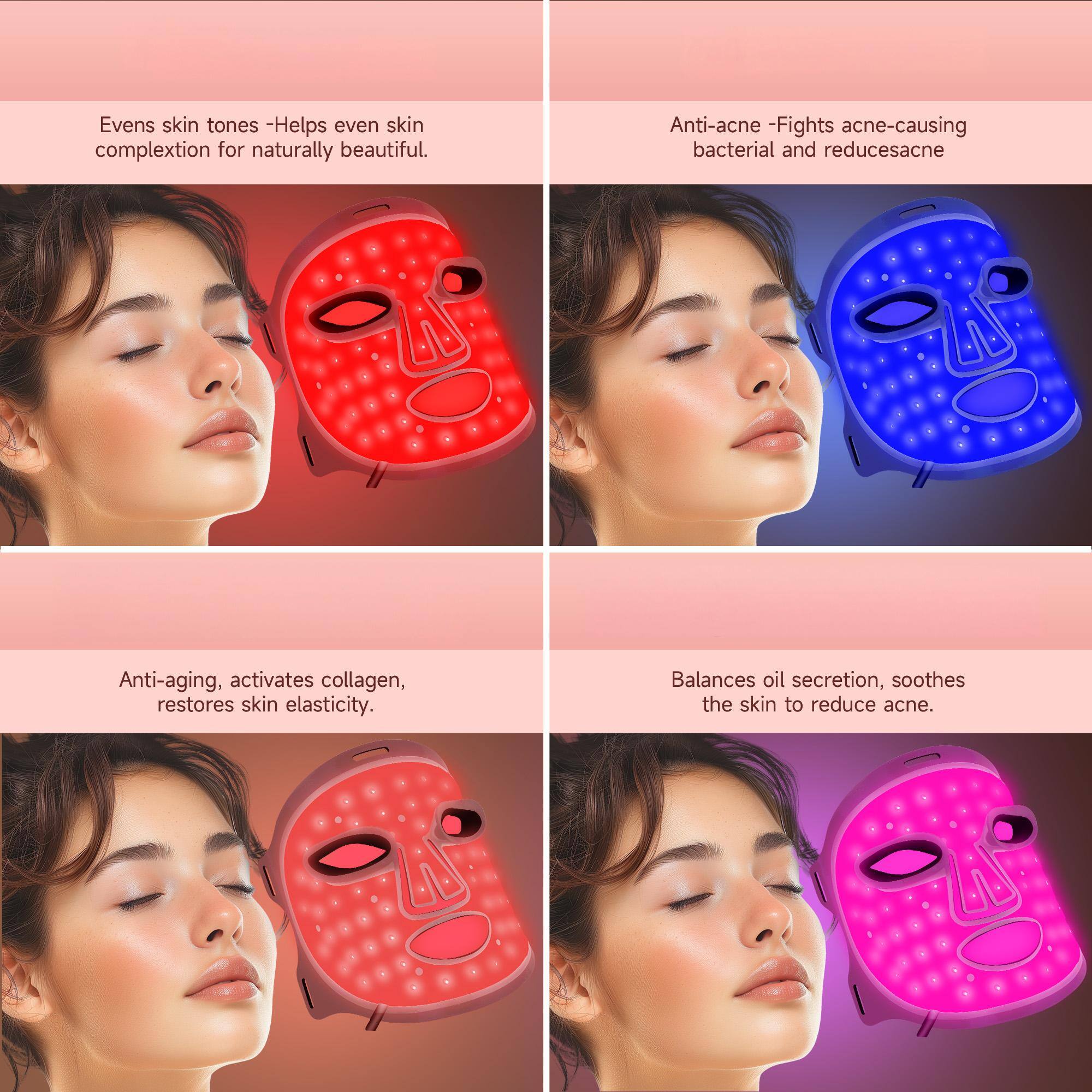 Morfone 4mode LED facial red light therapy lamp Portable care set