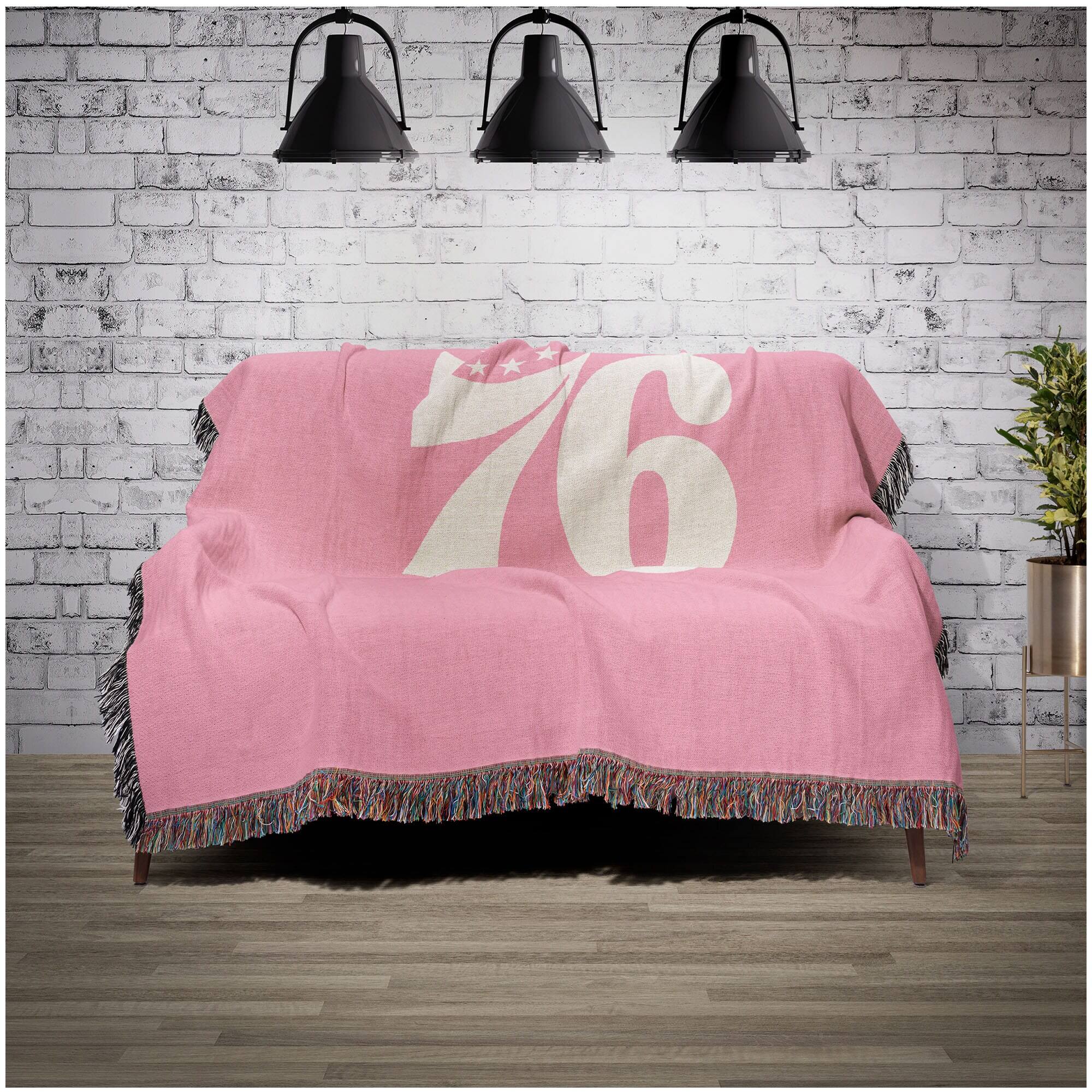 Alt View 1. Chad & Jake - Philadelphia 76ers Woven Blanket - Pink.