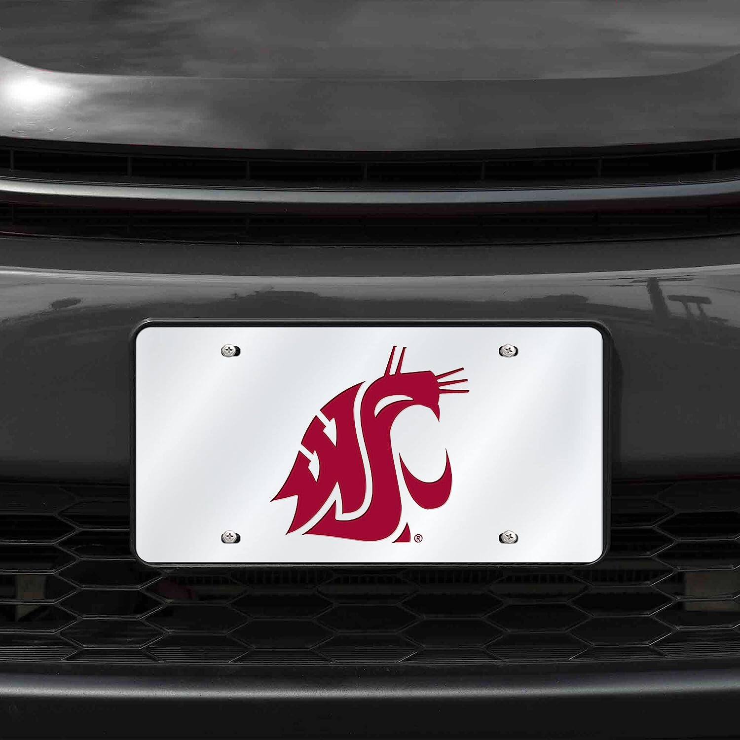 Alt View 1. Rico Industries - Washington State Cougars Mirrored Laser Cut License Plate Laser Tag - Multi.