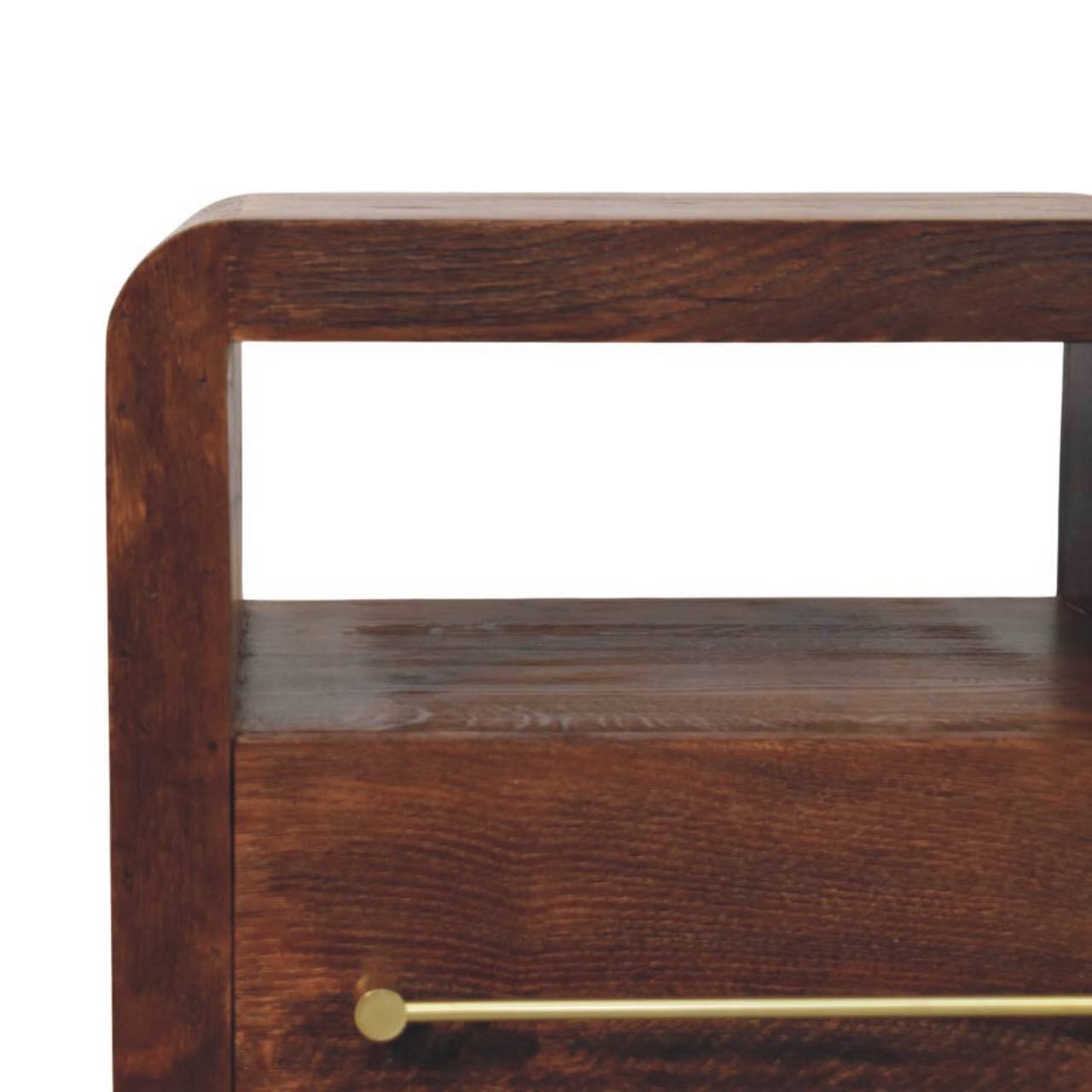 Alt View 5. Artisan Furniture - Artisan Furniture Solid Wood Tiger Oak Open Bedside with Brass Handle - Brown.