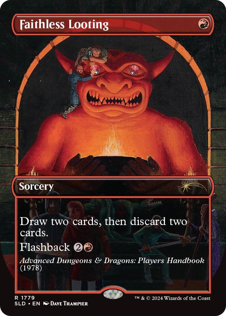 Faithless Looting  
Sorcery  
Draw two cards, then discard two cards.  
Flashback 2  

Advanced Dungeons & Dragons: Players Handbook (1978)  
R 1779  
SLD • EN • Dave Trampier  
TM & © 2024 Wizards of the Coast