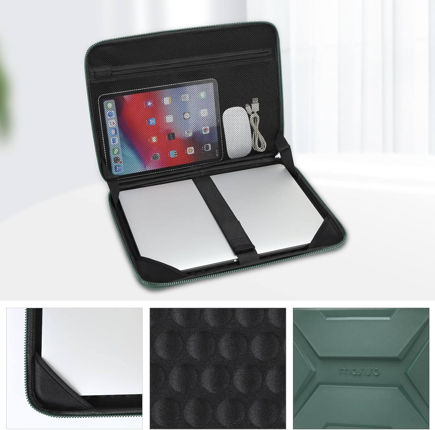 Alt View 1. mosiso - Laptop Sleeve 15-15.6 inch Waterproof Shockproof EVA Hard Shell Laptop Case for MacBook Pro 16 HP Dell - Antique Green.