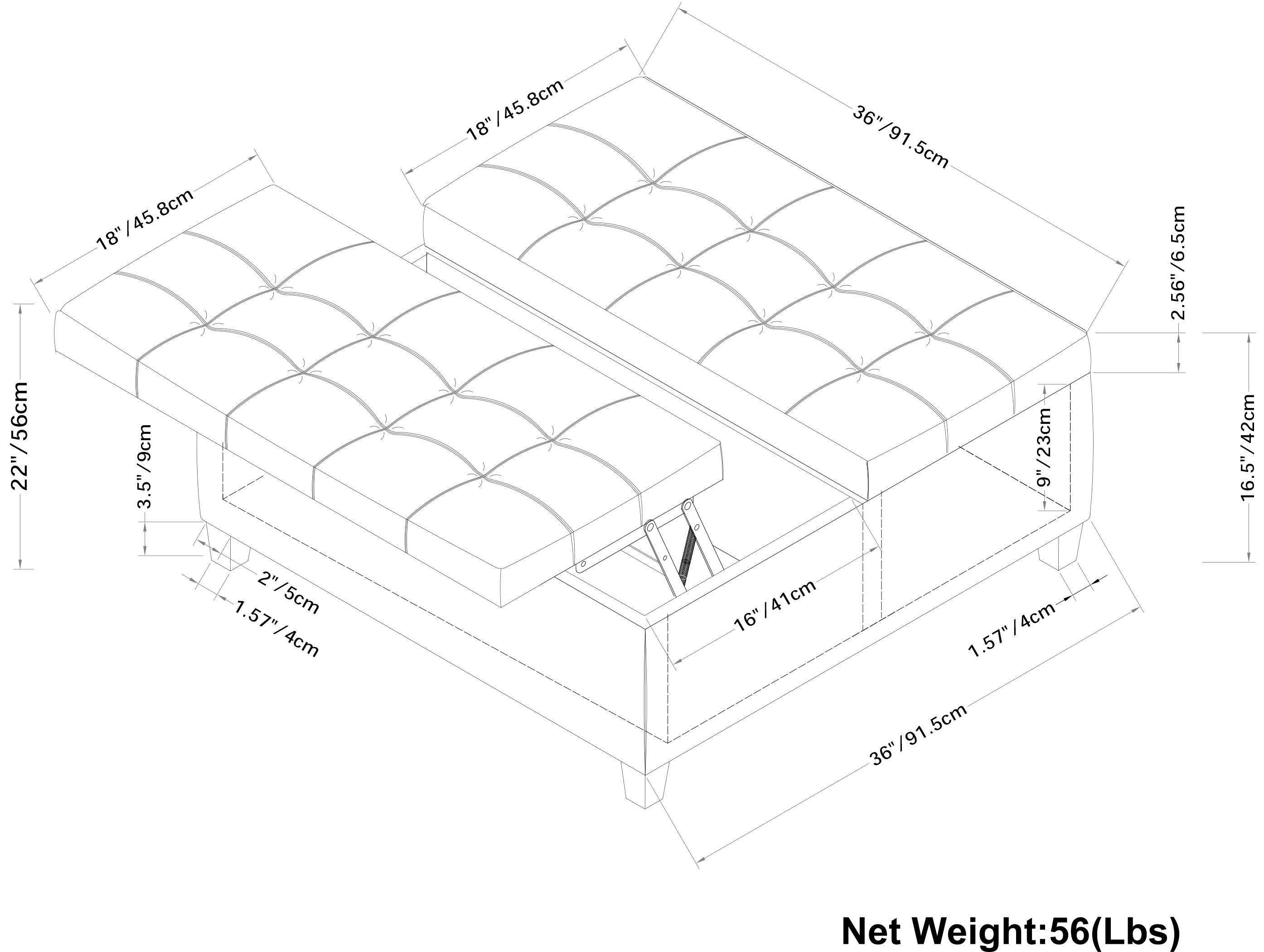 Alt View 19. Simpli Home - Harrison 36 inch Wide Transitional Square Coffee Table Storage Ottoman in Midnight Black Faux Leather - Midnight Black.