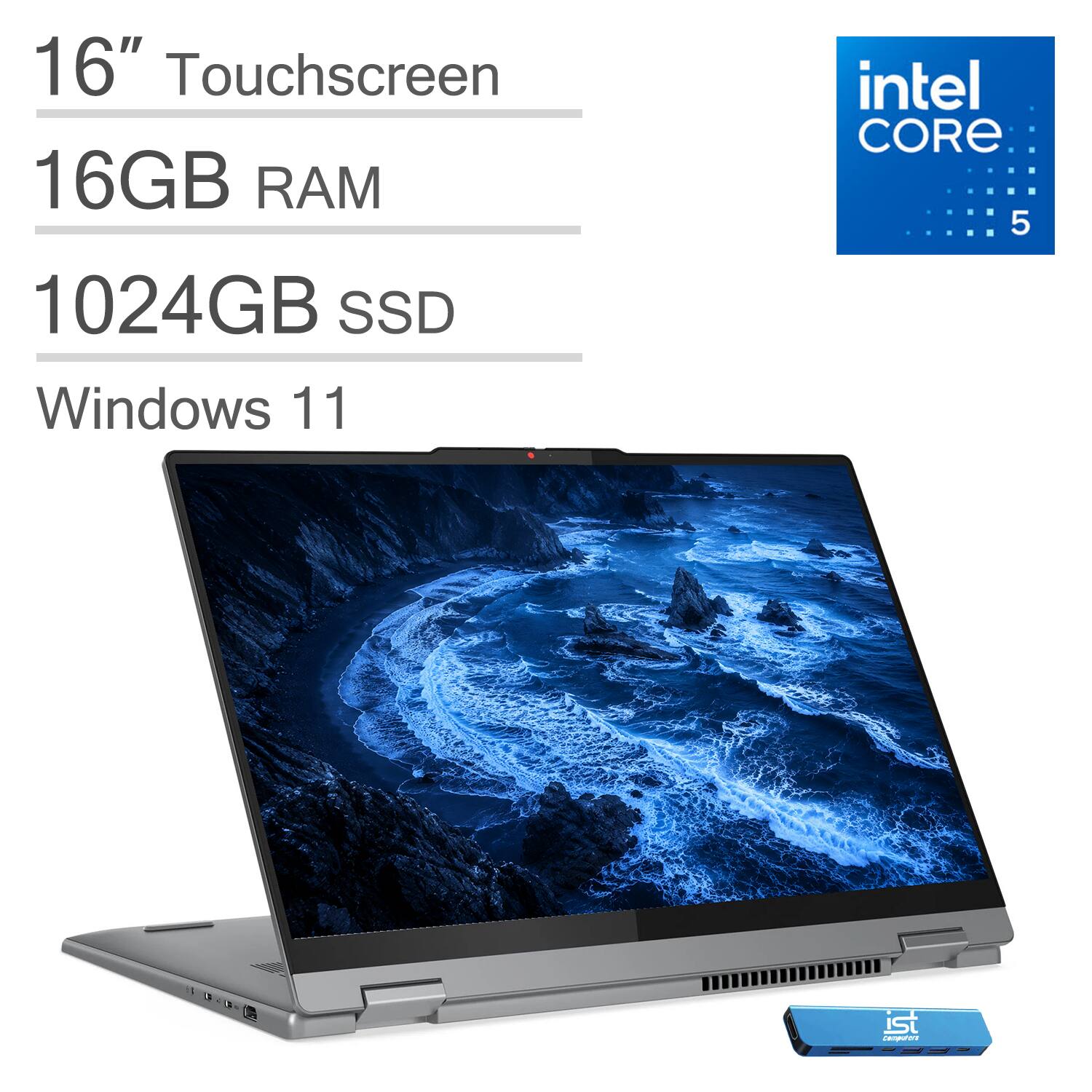 Lenovo - Upgraded - Ideapad 5i 2-in-1 16'' FHD+ Touchscreen Business Laptop - Intel Core 5 120U - 16GB Memory - 1TB SSD - Windows 11 - Luna Grey