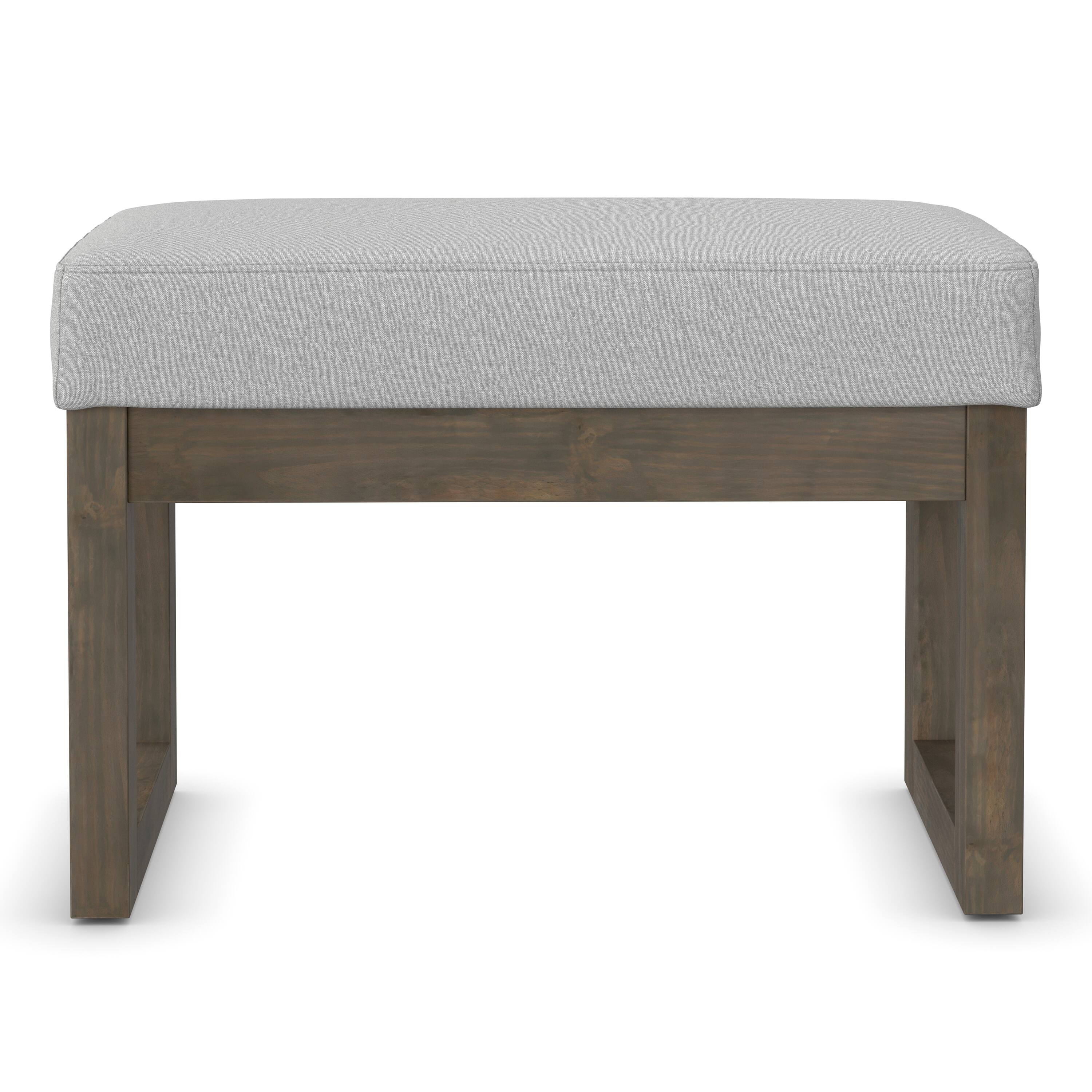 Left. Simpli Home - Milltown Footstool Small Ottoman Bench - Light Stone Grey.