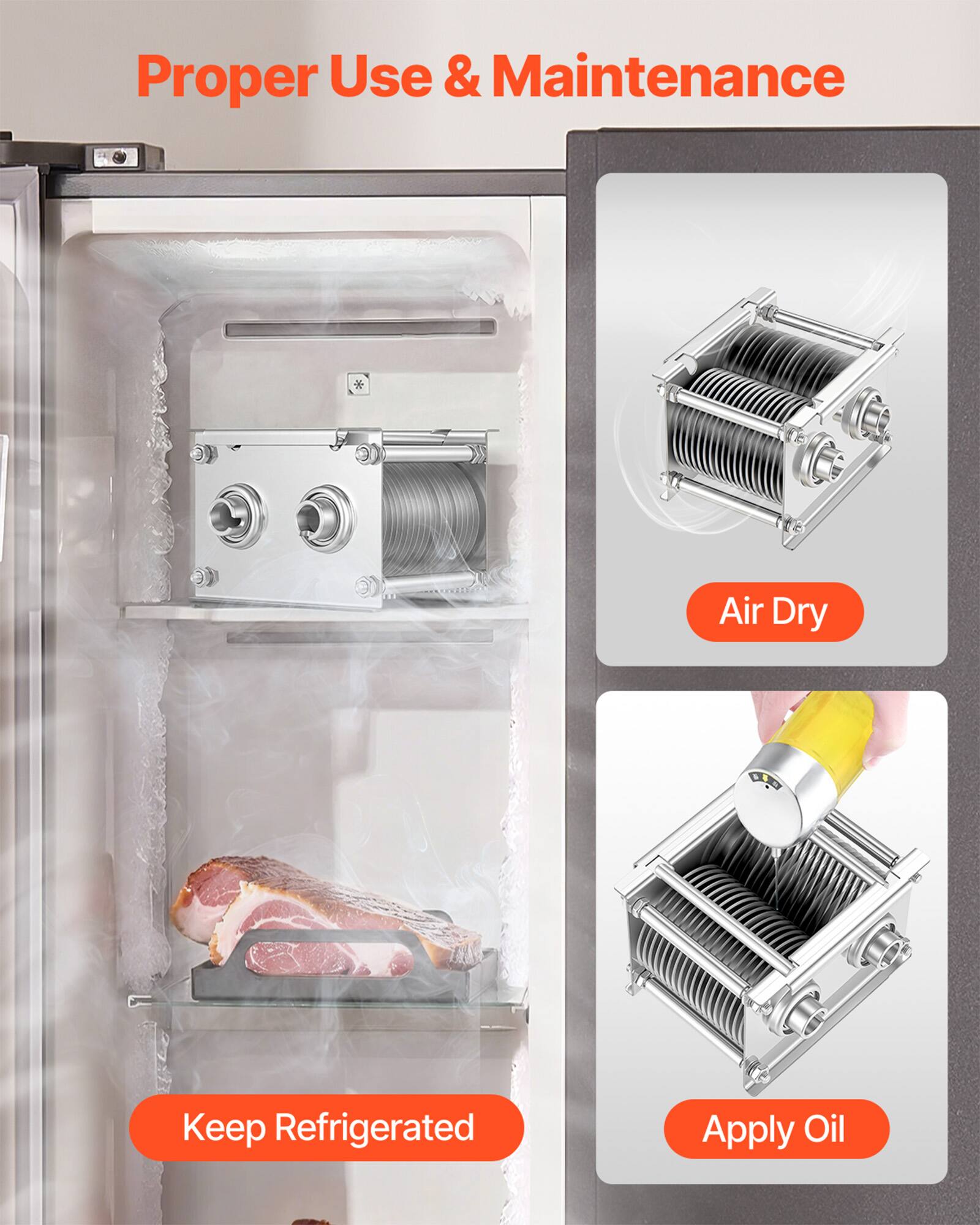 Proper Use & Maintenance

- Air Dry
- Keep Refrigerated
- Apply Oil