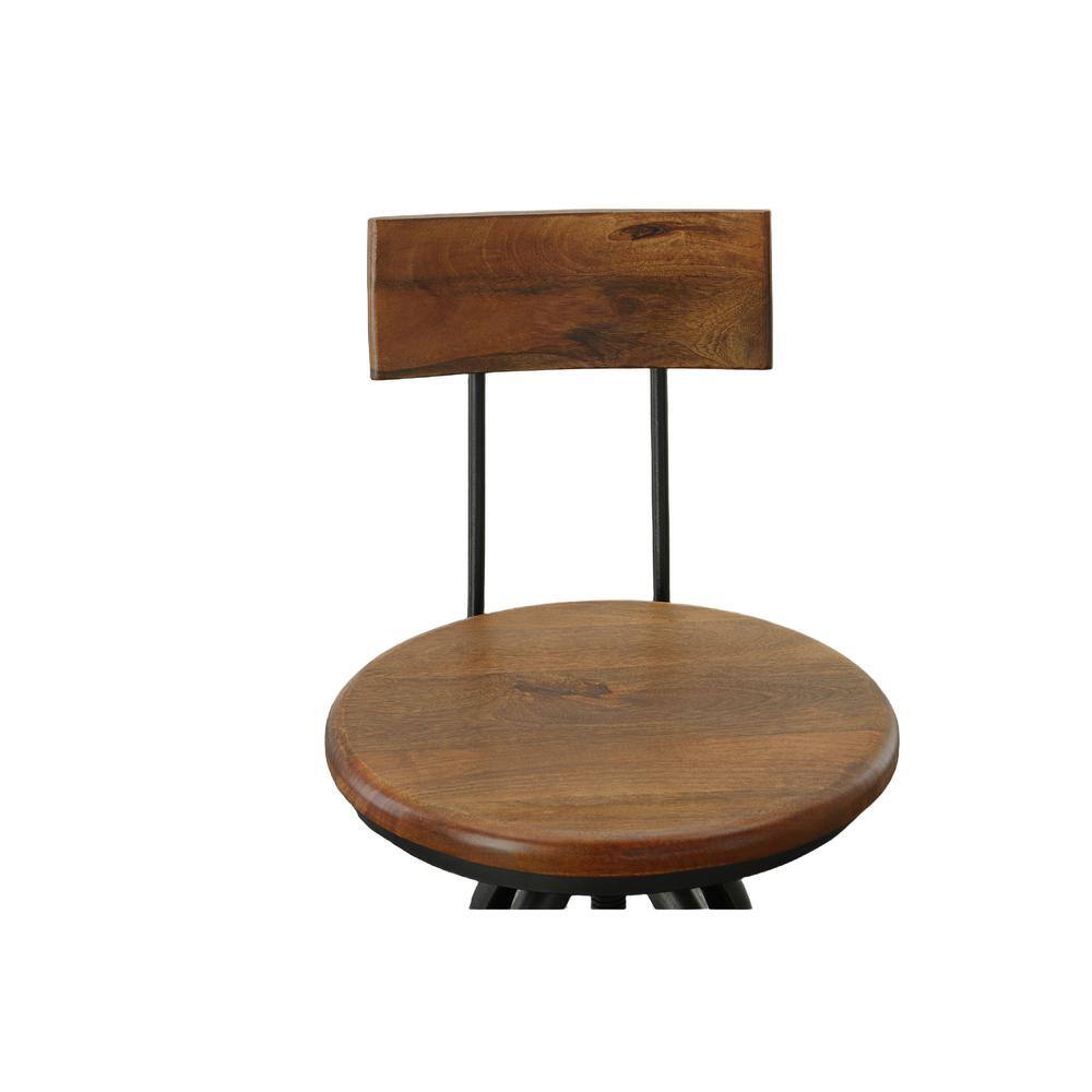 Alt View 1. Carolina Chair & Table - Ryder Adjustable Barstool with Back - Chestnut Seat - Black Base - Chestnut, Black.