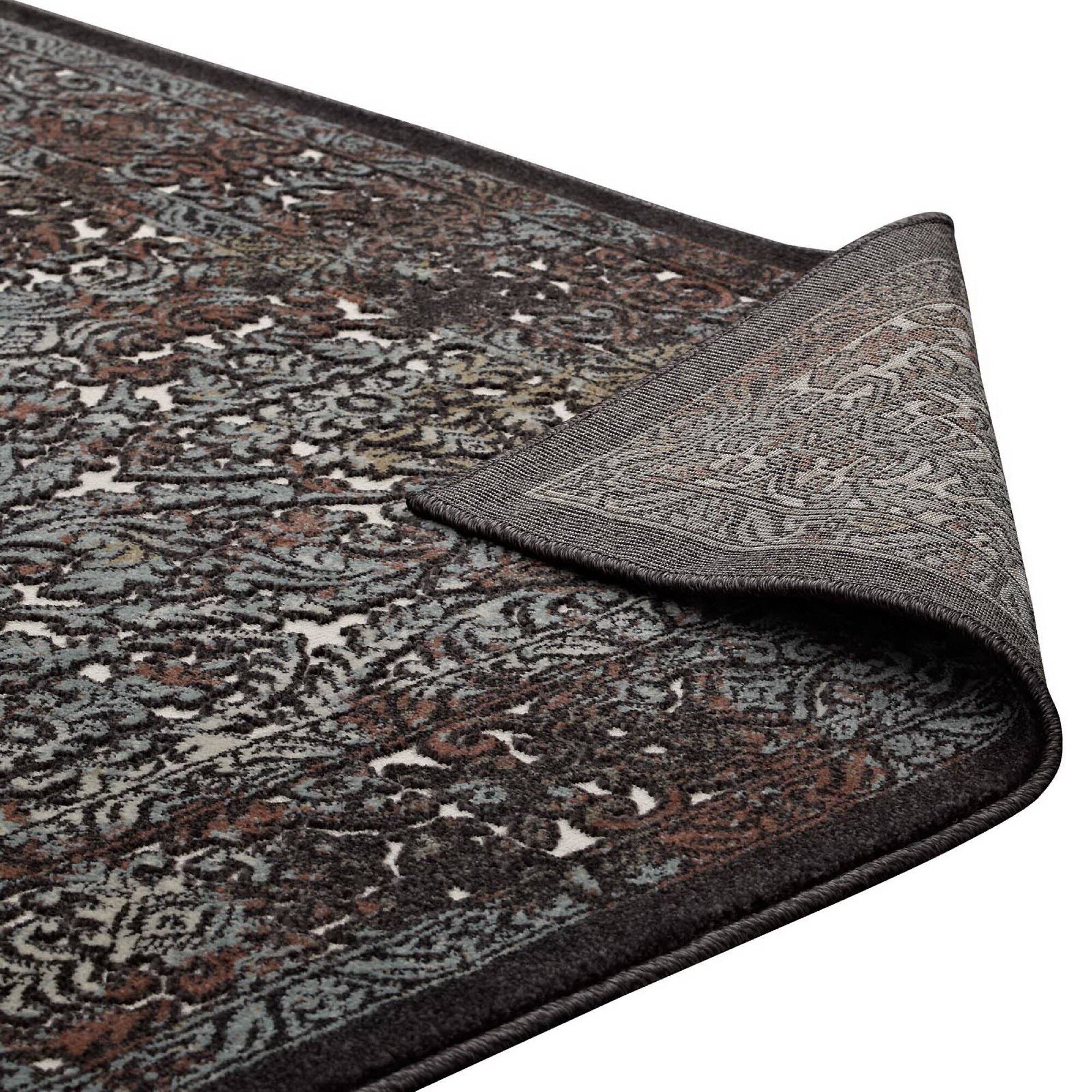 Alt View 4. Modway - Westia Ornate Turkish Vintage Area Rug - Dark Brown and Silver Blue.