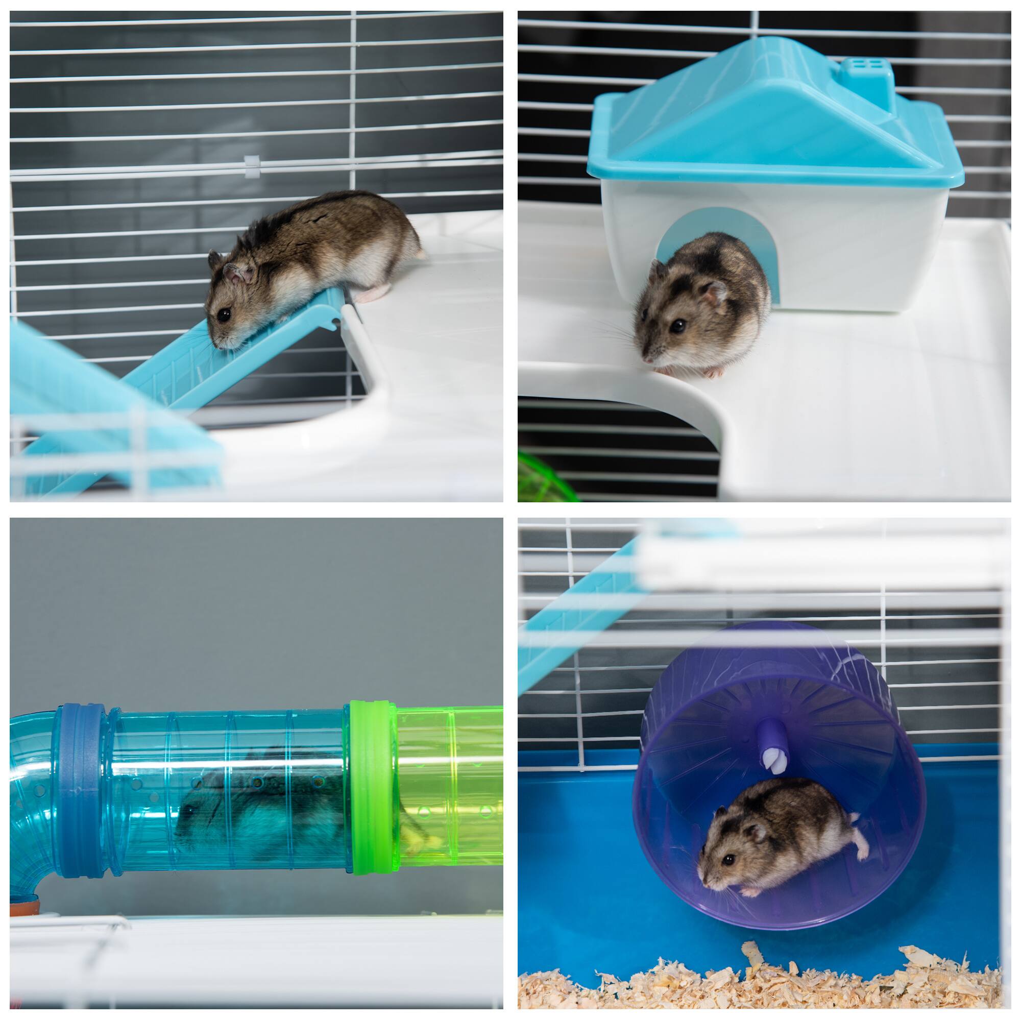 Alt View 4. Pawhut - Extra Large 23" Hamster Cage with Tubes, Portable Carry Handles, 5-Tier Design, Exercise Wheel, Water Bottle.