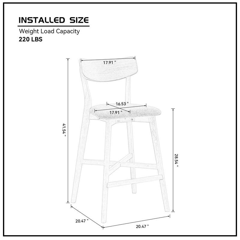 INSTALLED SIZE  
Weight Load Capacity  
220 LBS  

17.91"  
16.53"  
17.91"  
41.54"  
28.54"  
20.47"  
20.47"