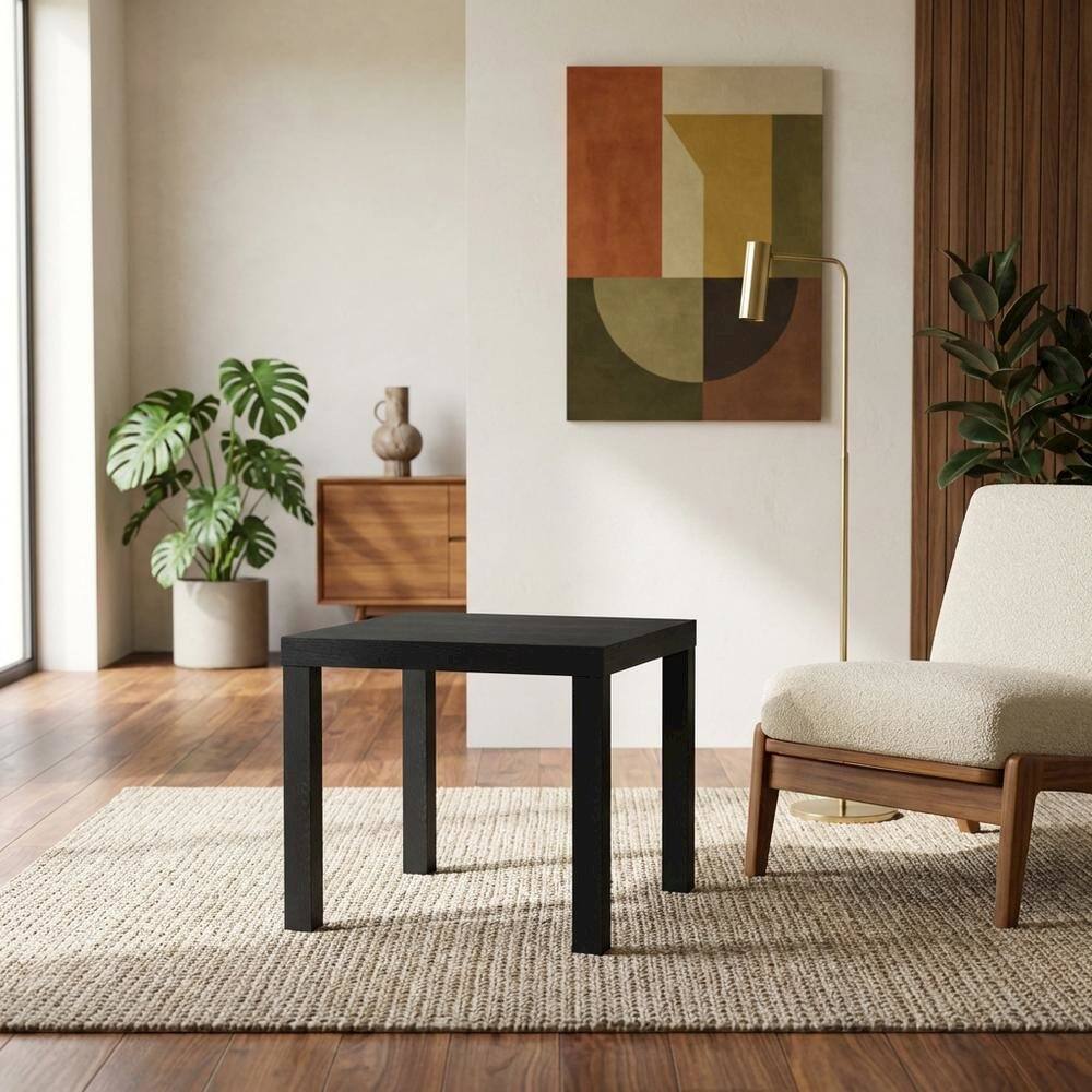 Angle. FurniFact - FurniFact Side Table, Quality Build, Durable Wood Frame - Black - Black.
