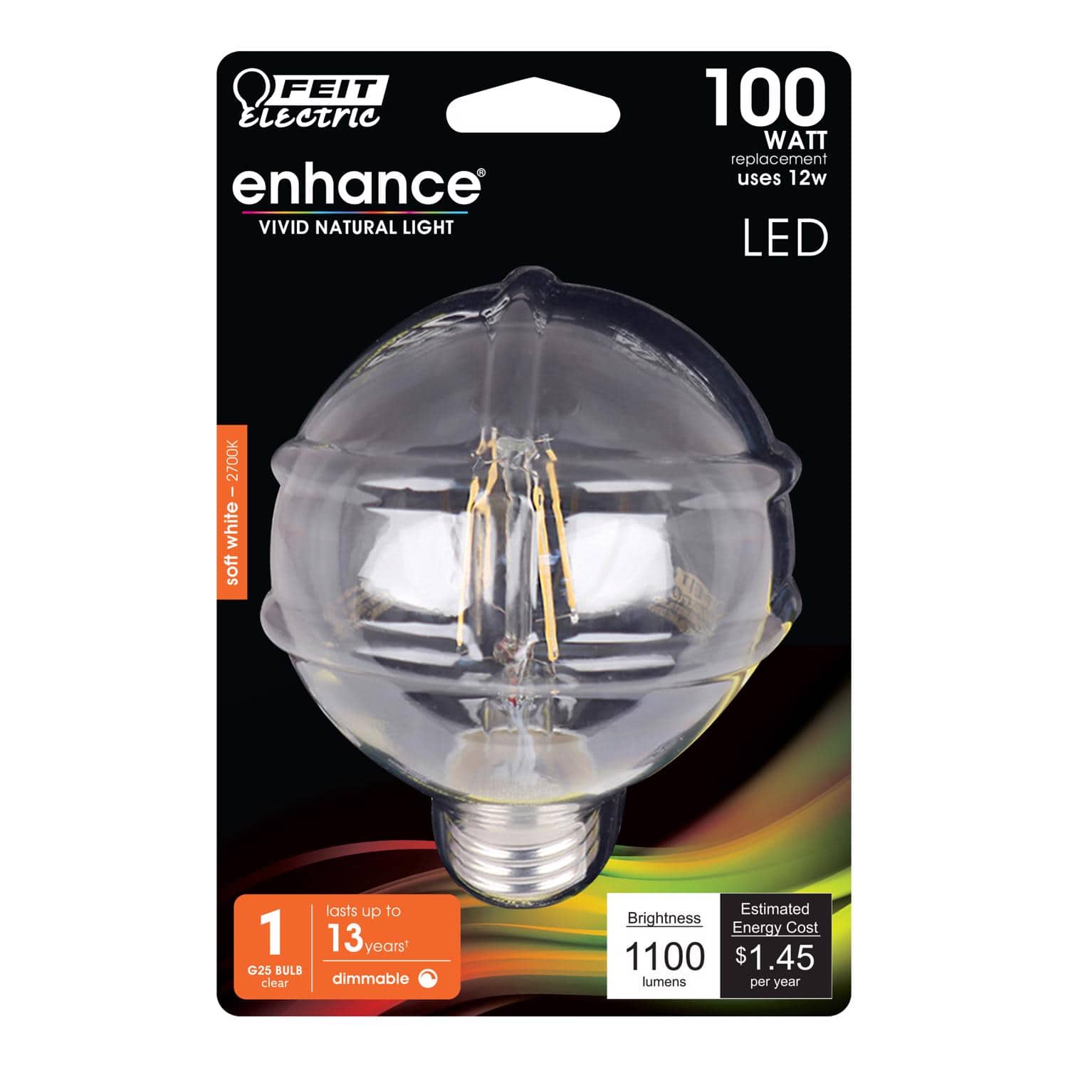 FEIT ELECTRIC - Feit G25 E26 (Medium) Filament LED Bulb Soft White 100 Watt Equivalence 1 pk price history on PriceWatchPro