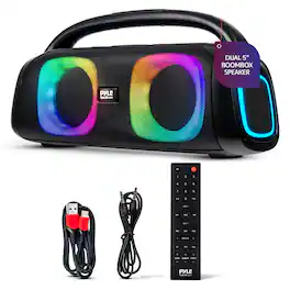 PYLE - 160W Dual 5-Inch Bluetooth Boombox Speaker