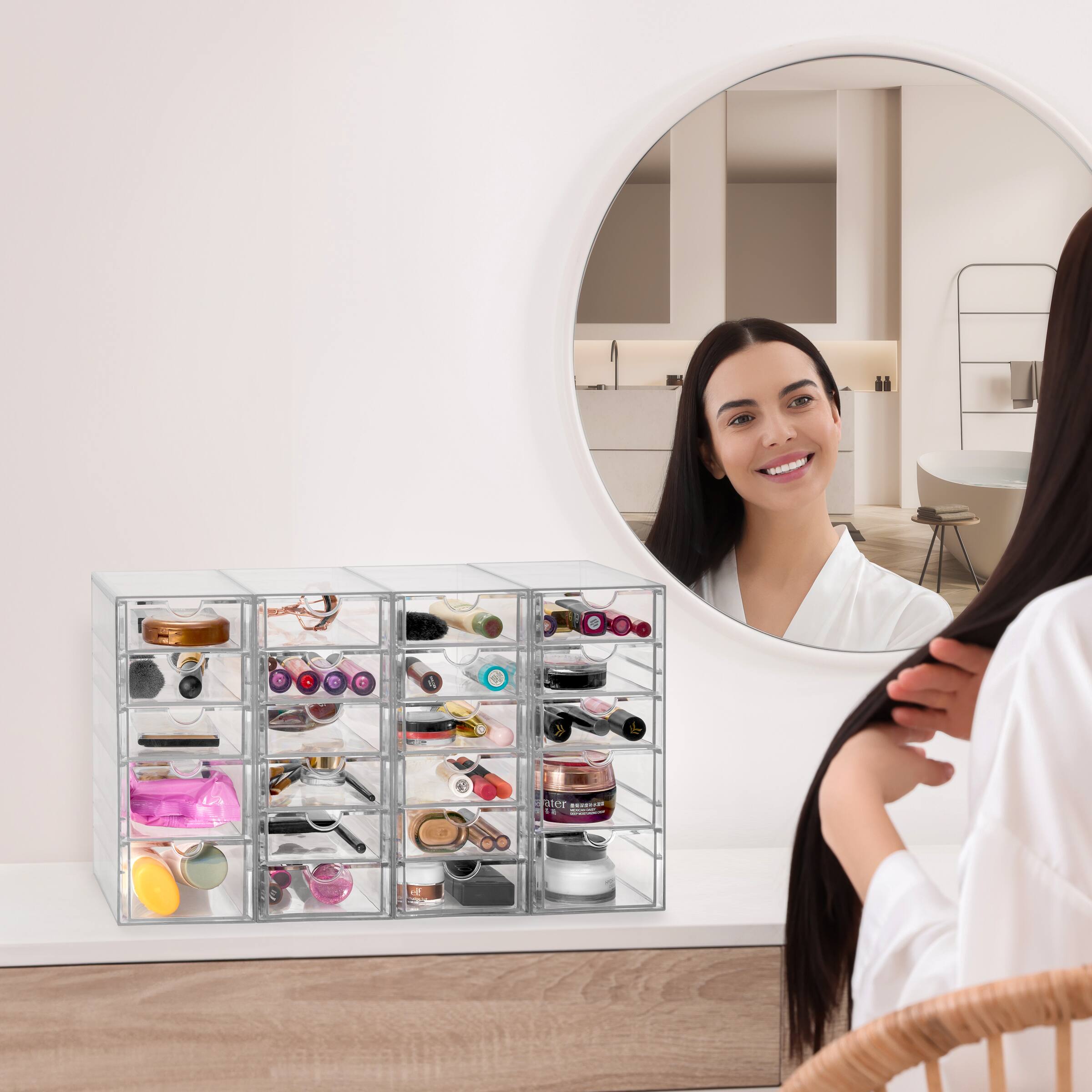 Left. Sorbus - Sorbus Makeup Organizer With Drawers, Acrylic Drawer Organizer for Makeup, Office Organization and Storage - Clear - Clear 22 Drawers.