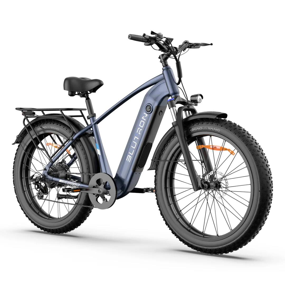 Angle. Blutron - EB880 750W Fat Tire Ebike 50 miles Max Range and 20 MPH Max Speed - Blue.
