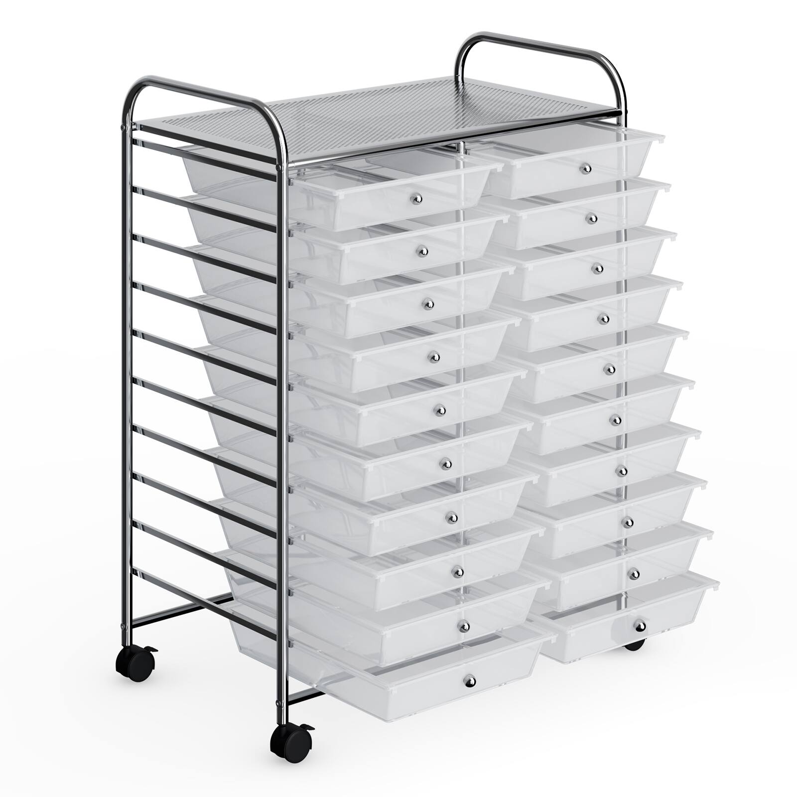 Alt View 8. Costway - 20 Drawers Rolling Cart Storage Scrapbook Paper Studio Organizer - Clear.