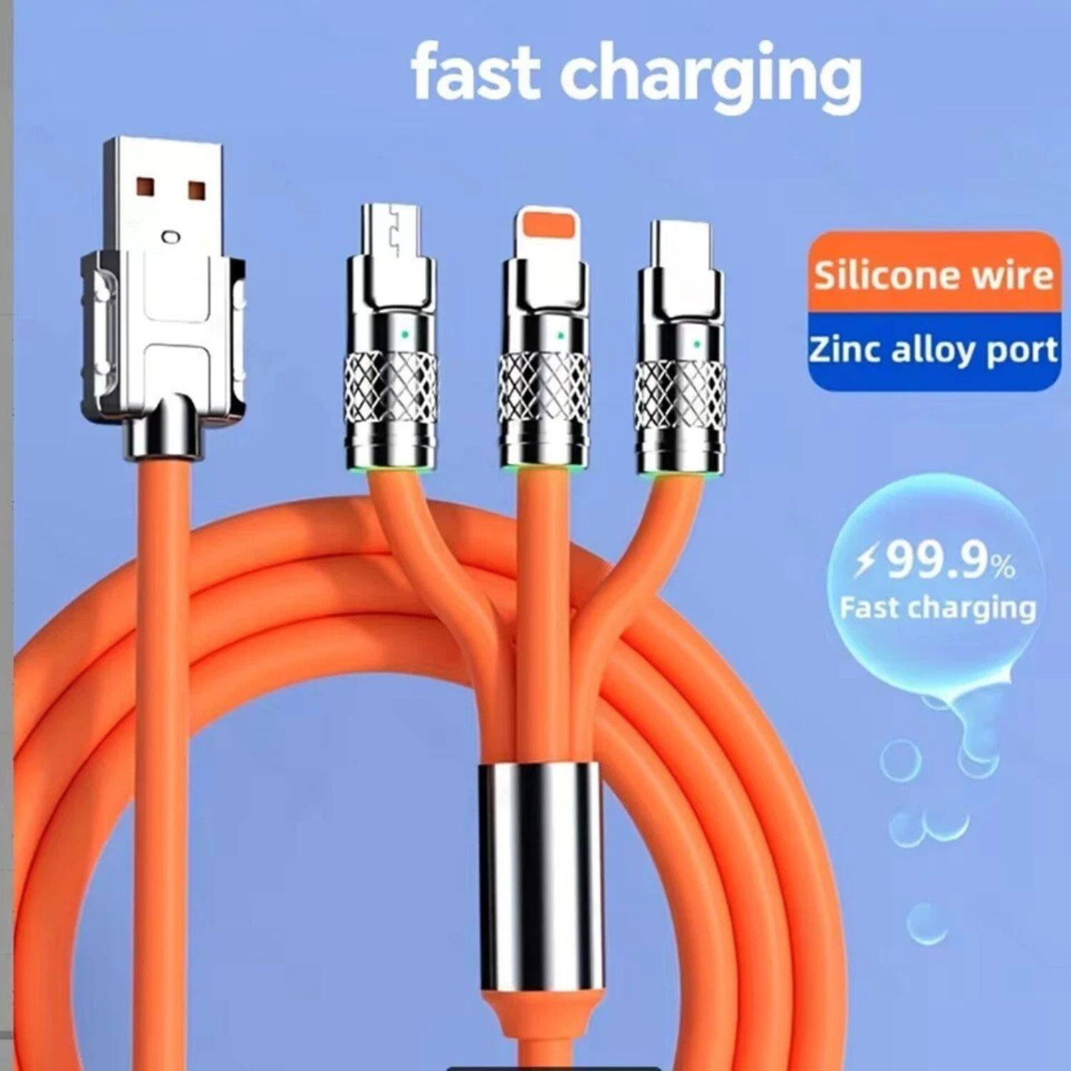 fast charging

Silicone wire  
Zinc alloy port

99.9% Fast charging