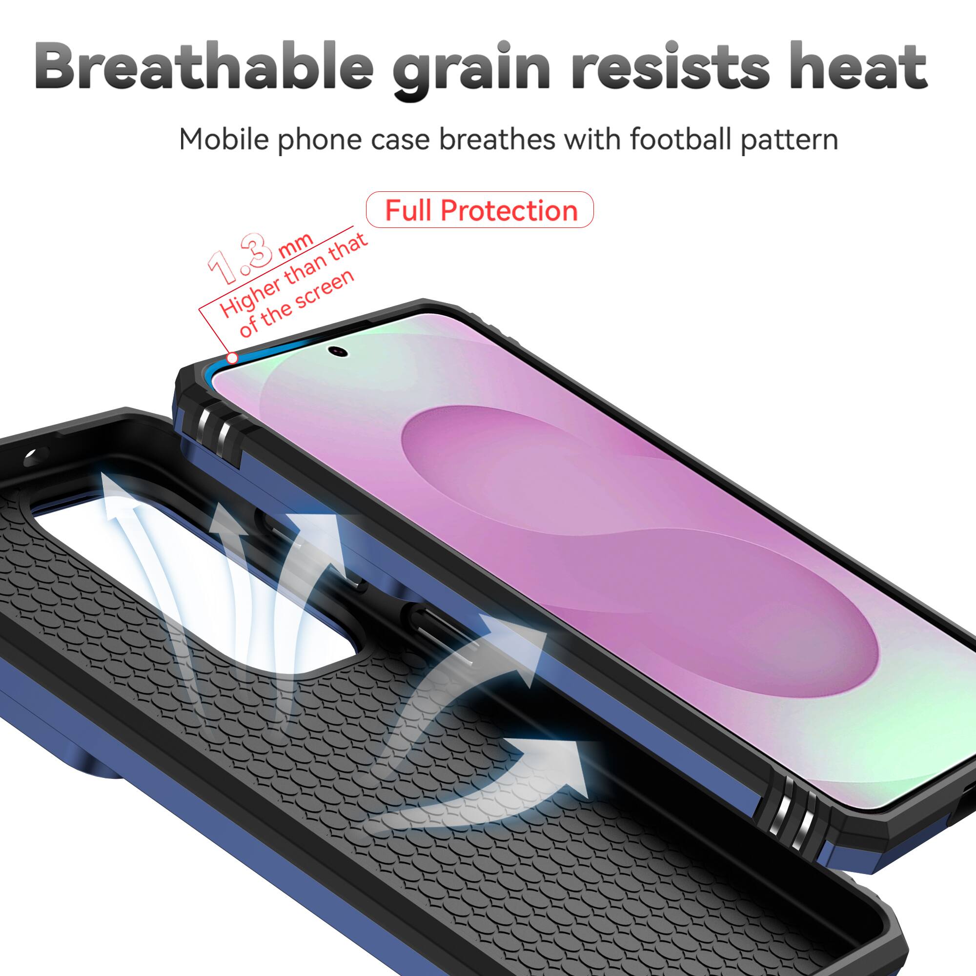 Breathable grain resists heat  
Mobile phone case breathes with football pattern  
Full Protection  
1.3 mm higher than that of the screen