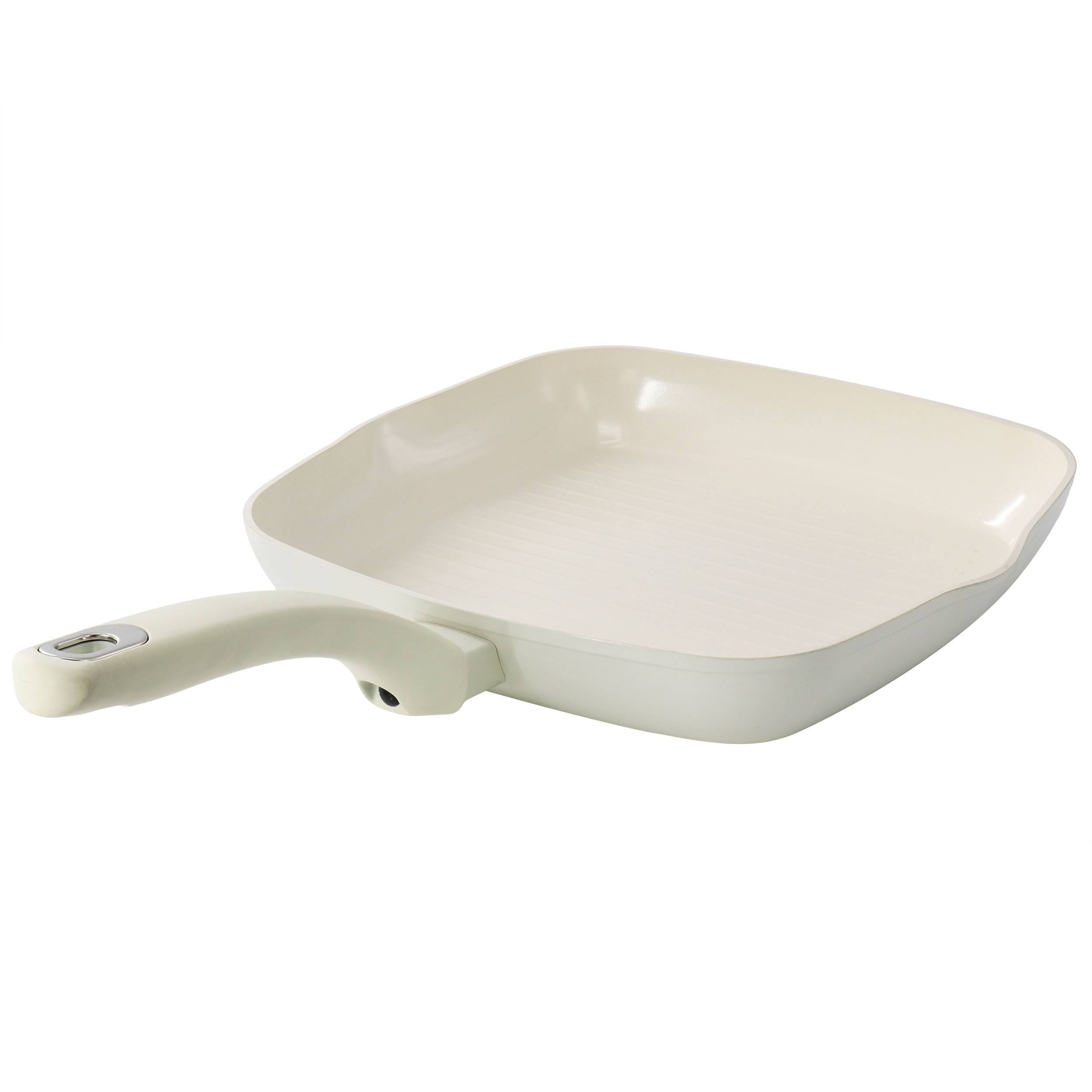 Alt View 1. Martha Stewart - Martha Stewart Everyday Rexford 10 Inch Ceramic Nonstick Aluminum Square Grill Pan in Linen - Linen.