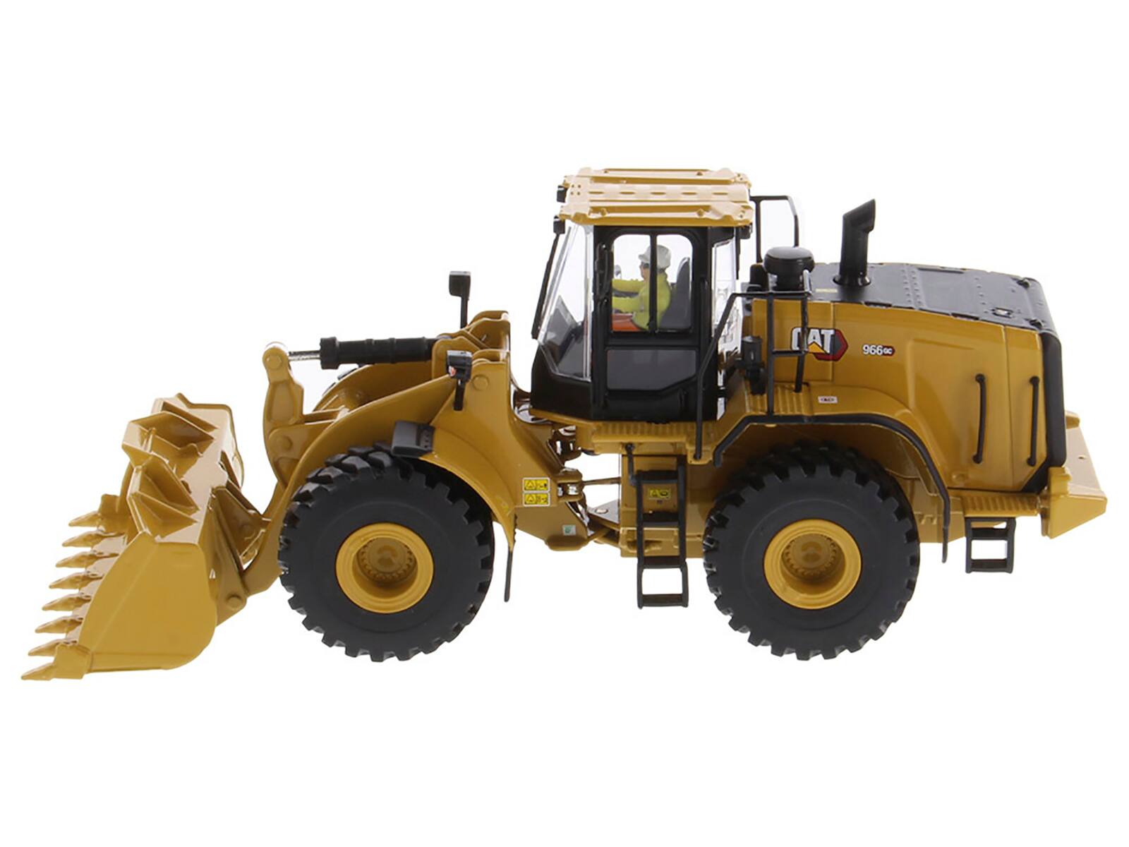 Angle. Diecast Masters - CAT Caterpillar 966 GC Wheel Loader Yellow with Operator "High Line Series" 1/50 Diecast Model by Diecast Masters - Yellow .