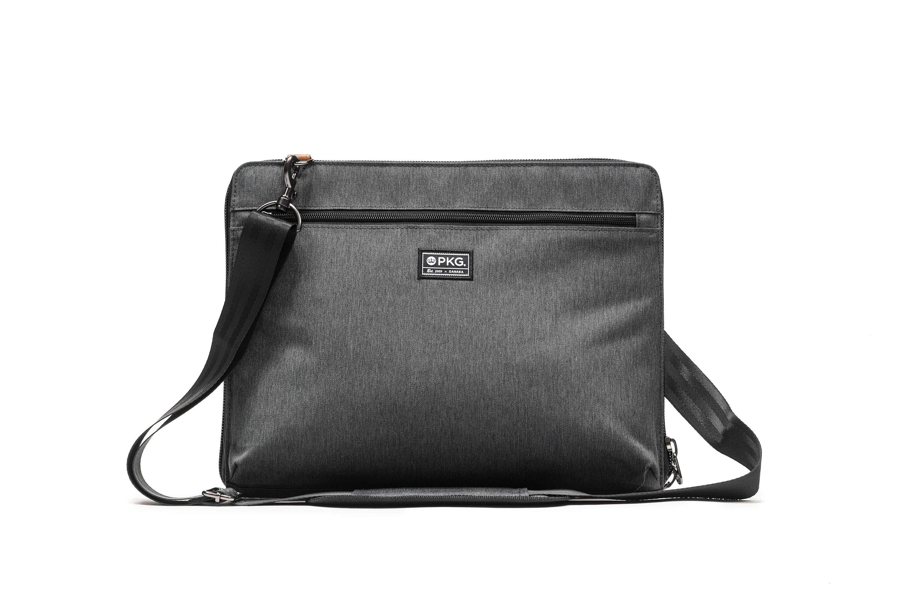 Back. PKG - Wellington Accordion Laptop Folio - Grey/Tan.