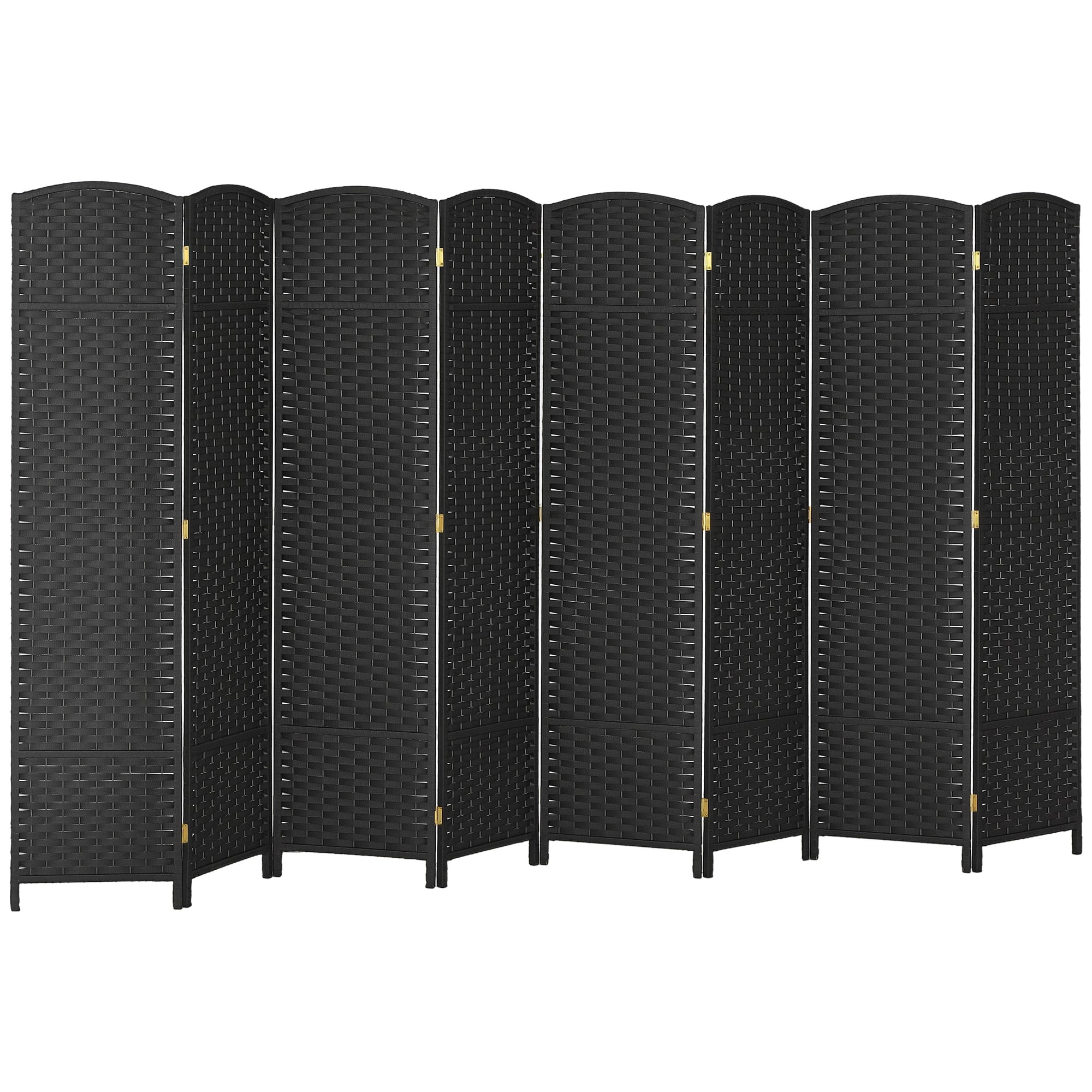 Homcom - Room Divider, 8 Panel Folding Privacy Screen, 5.6' Tall Freestanding Wall Partition for Home Office, Bedroom - Black