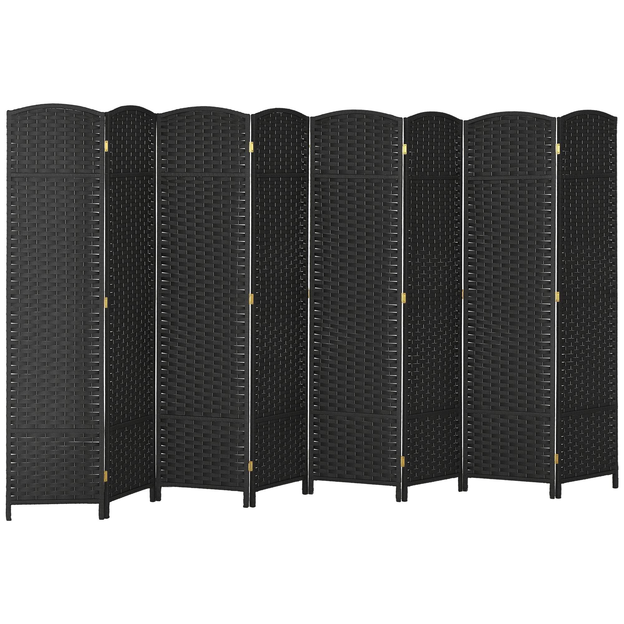 Front. Homcom - Room Divider, 8 Panel Folding Privacy Screen, 5.6' Tall Freestanding Wall Partition for Home Office, Bedroom, Black - Black.