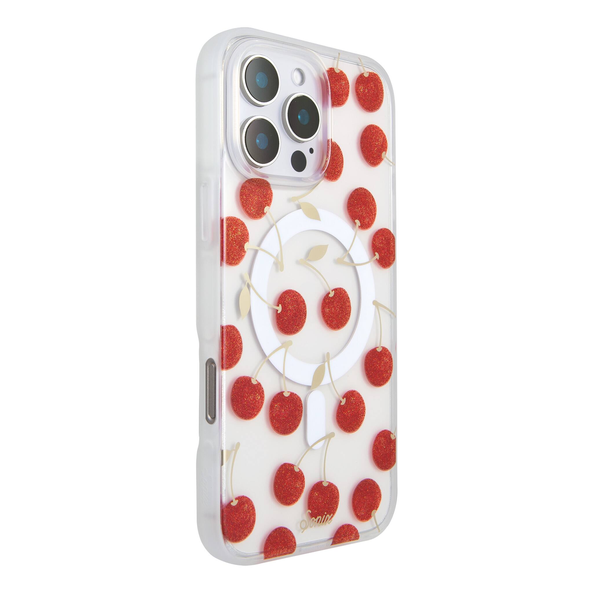Angle. Sonix - Sonix iPhone 16 Pro Max Case with MagSafe - Cherry On Top: Fruit Pattern TPU Cover - Cherry On Top.