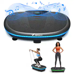 MERACH - 4D Vibration Plate, Whole Body Plate Vibration with 120 Speeds, LED Lights Bluetooth Speaker, Full Body Workout - Black