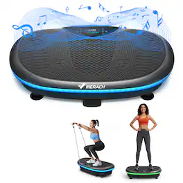 MERACH - 4D Vibration Plate, Whole Body Plate Vibration with 120 Speeds, LED Lights Bluetooth Speaker, Full Body Workout - Black