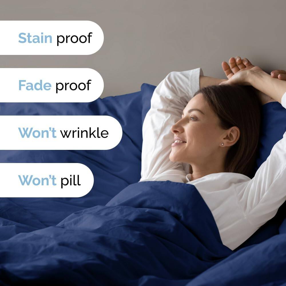 Stain proof  
Fade proof  
Won't wrinkle  
Won't pill