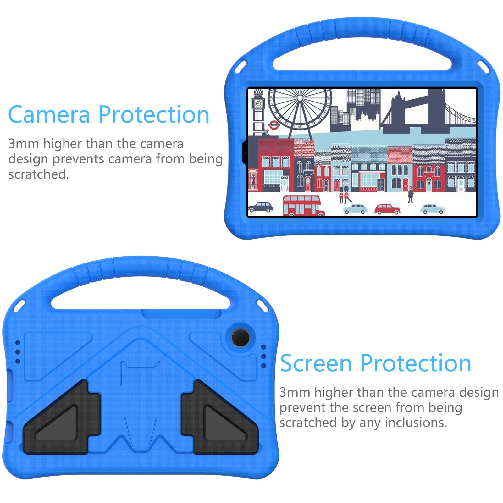 Camera Protection  
3mm higher than the camera design prevents camera from being scratched.  

Screen Protection  
3mm higher than the camera design prevent the screen from being scratched by any inclusions.