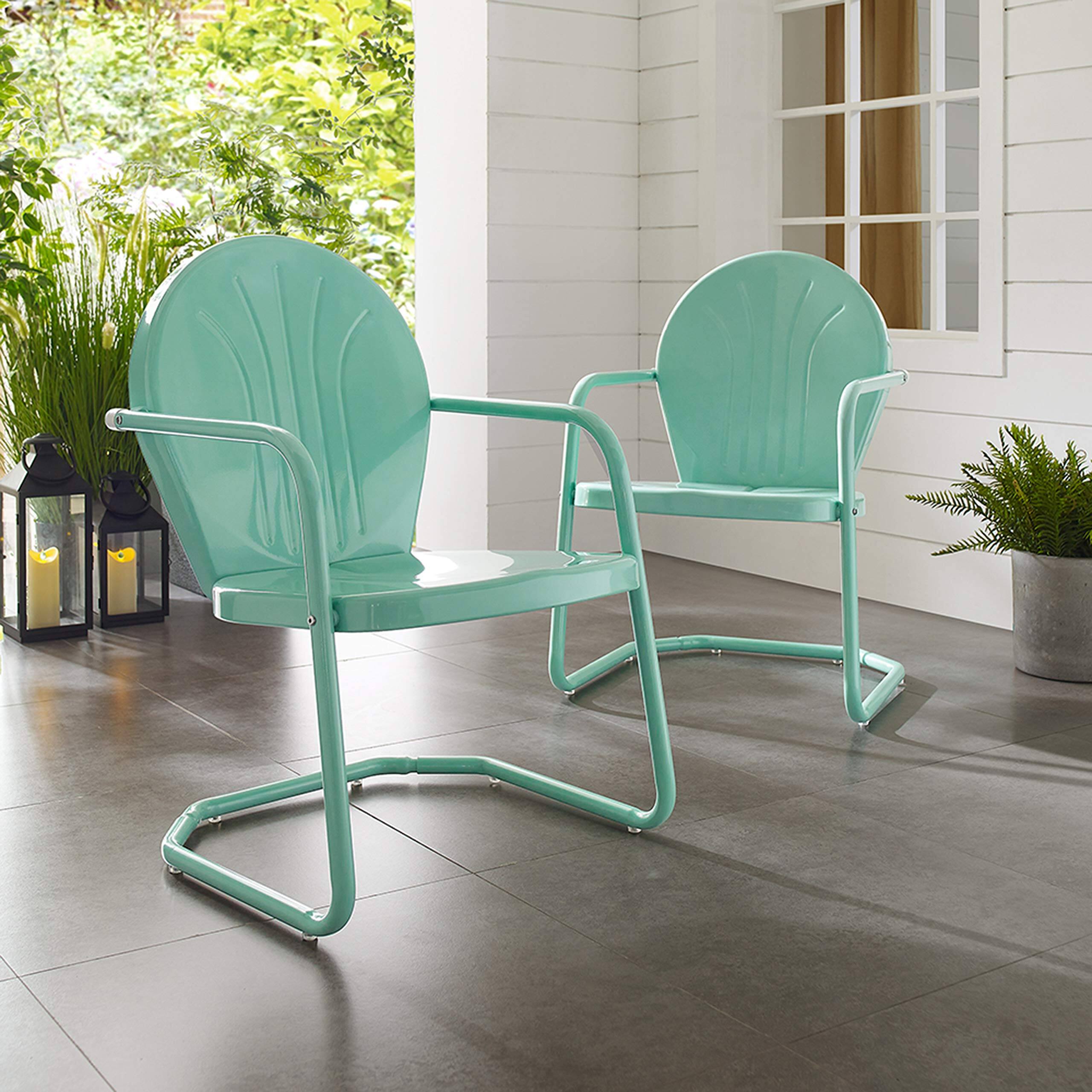Alt View 4. Crosley Furniture - Griffith Retro Outdoor Chair - Aqua Gloss.