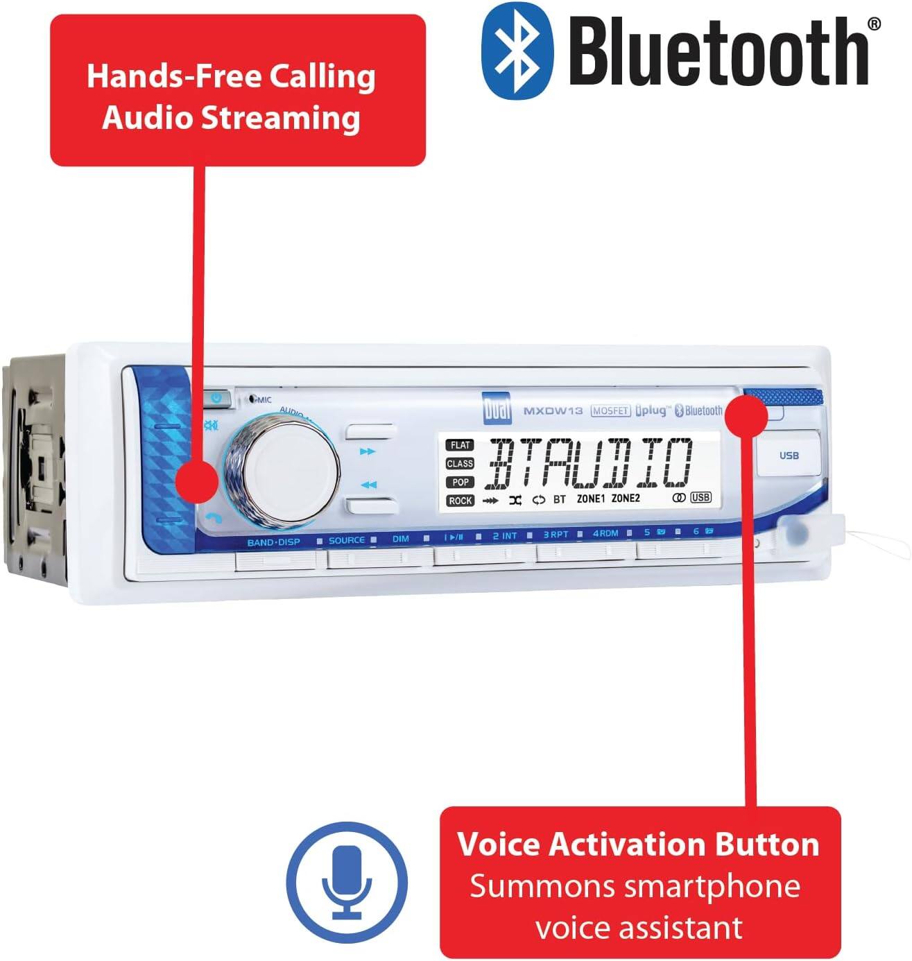 - Hands-Free Calling Audio Streaming
- Bluetooth
- Voice Activation Button Summons smartphone voice assistant
