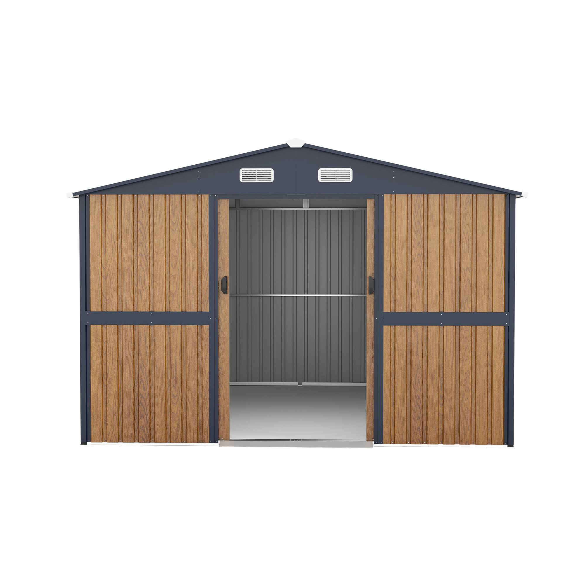 Alt View 5. Mondawe - 10X12 FT Outdoor Steel Storage Shed with Lockable Doors and 2 Windows - Yellow.