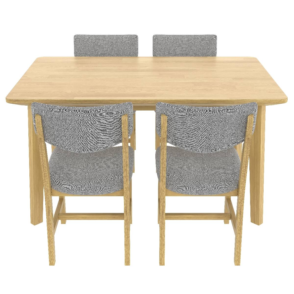 Alt View 6. Loheer - Loheer 5 Piece Dining Set, Natural Wood Dining Set for 4 with Upholstered Chairs - Natural.