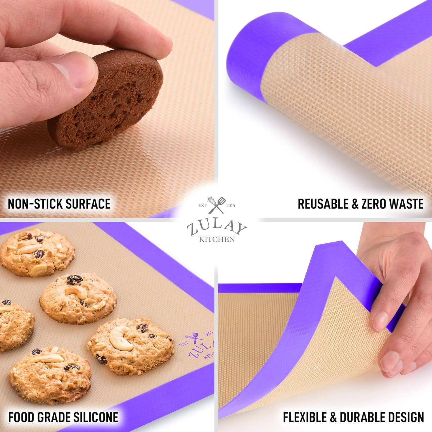 - NON-STICK SURFACE
- REUSABLE & ZERO WASTE
- FOOD GRADE SILICONE
- FLEXIBLE & DURABLE DESIGN

ZULAY KITCHEN
EST 2015