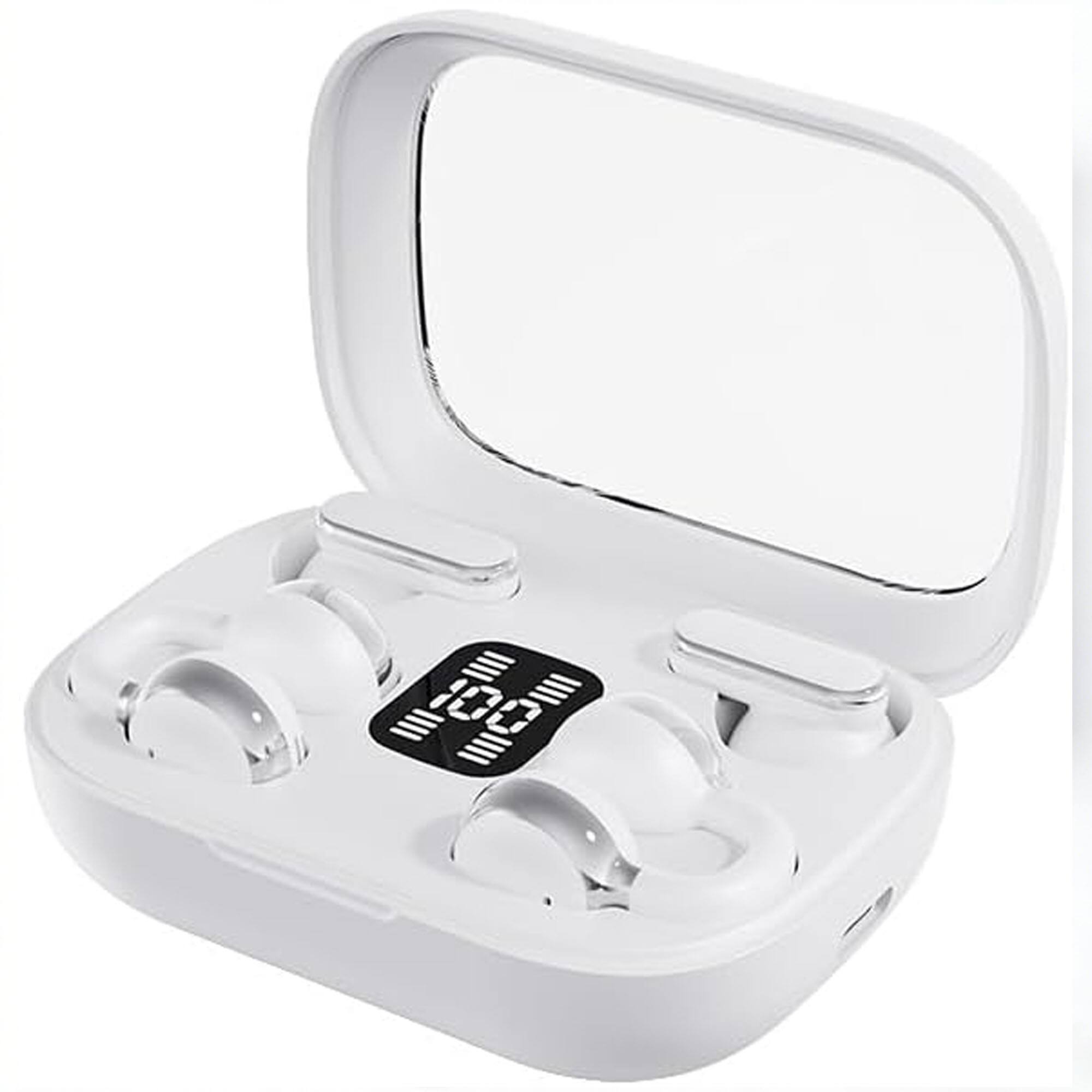 YONWAY - 2-in-1 Ear Clip and Semi-in-Ear 2 Pairs of Headphones, Wireless Bluetooth Earbuds with LED Digital Display for Sport