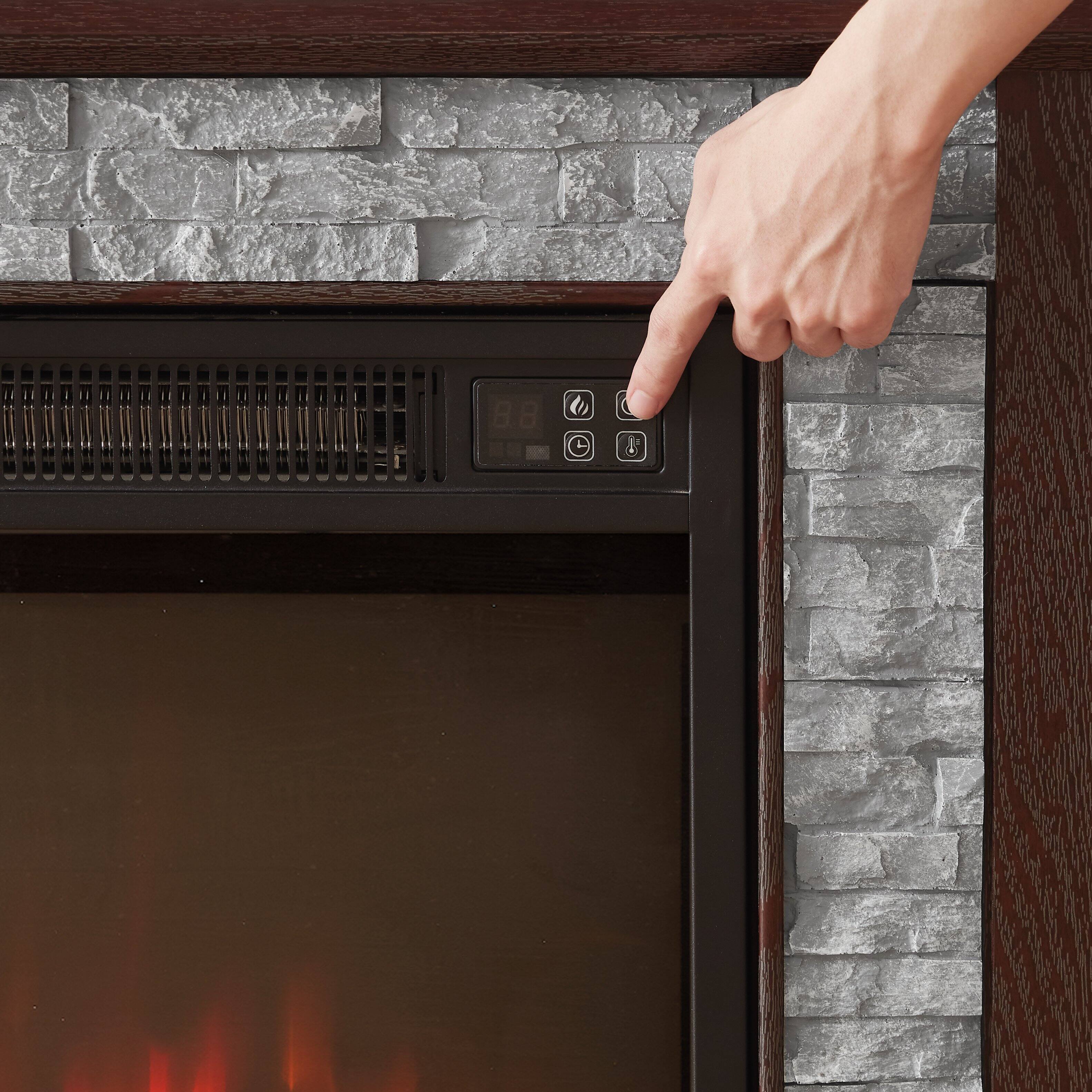 Alt View 1. Whisen - 70" Electric Fireplace TV Stand Media Console, Holds TVs up to 75", Faux Stone Storage Cabinet - Cherry.