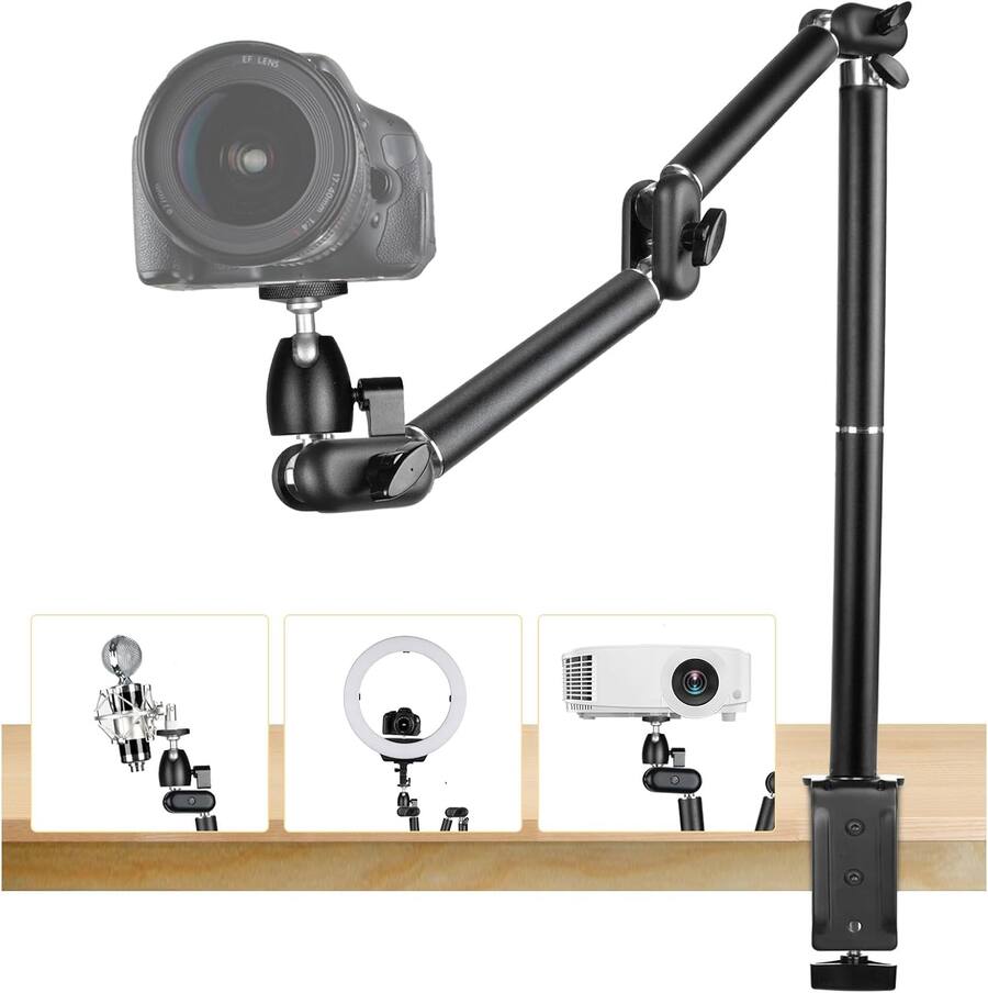 TARION Desk Camera Mount Stand – Heavy Duty Flexible Articulating
