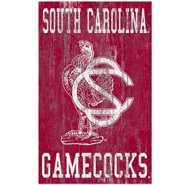 Fan Creations - South Carolina Gamecocks 11'' x 19'' Heritage Distressed Logo Sign - Multicolor
