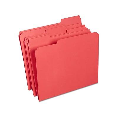Staples - Reinforced File Folders, 1/3-Cut Tab, Letter Size, 100/Box (ST508978-CC) - Red