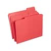 Front. Staples - Staples Reinforced File Folders, 1/3-Cut Tab, Letter Size, Red, 100/Box (ST508978-CC) - Red.