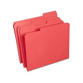 Staples - Reinforced File Folders, 1/3-Cut Tab, Letter Size, 100/Box (ST508978-CC) - Red