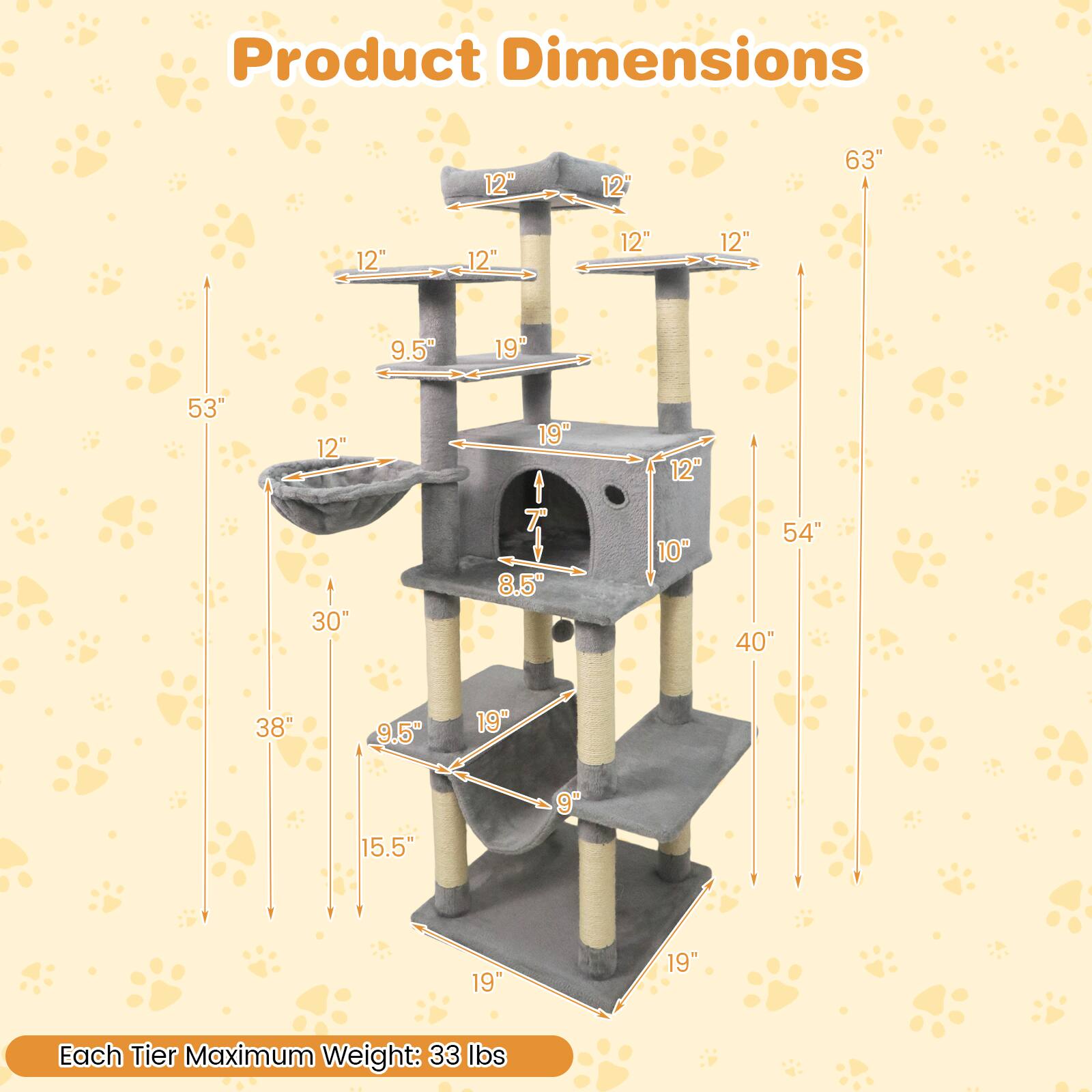 Product Dimensions

- Height: 63"
- Width: 19"
- Depth: 19"
- Tier 1: 12" x 12" x 12"
- Tier 2: 12" x 12" x 12"
- Tier 3: 12" x 12" x 12"
- Tier 4: 12" x 12" x 12"
- Tier 5: 12" x 12" x 12"
- Tier 6: 12" x 12" x 12"
- Tier 7: 12" x 12" x 12"
- Tier 8: 12" x 12" x 12"
- Tier 9: 12" x 12" x 12"
- Tier 10: 12" x 12" x 12"
- Tier 11: 12" x 12" x 12"
- Tier 12: 12" x 12" x 12"
-