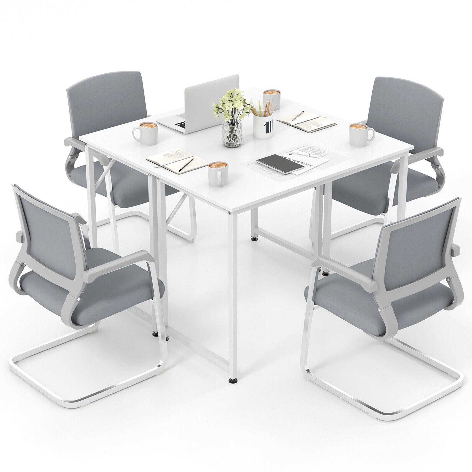 Alt View 7. Gymax - Gymax 2PCS Home Office PC Table Rectangular Meeting Room Table 40''x19.5'' w/ Metal Frame - White.