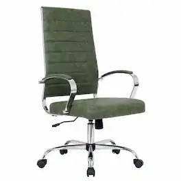 LeisureMod - Benmar Ergonomic High Back Leather Executive Office Chair, Adjustable Height, Swivel Base, Modern Conference Desk Chair - Green