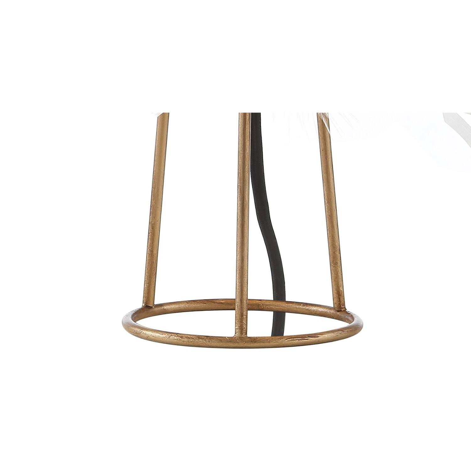 Alt View 4. Jonathan Y - Stork 16" Feather Metal LED Table Lamp, White/Gold - White/Gold.