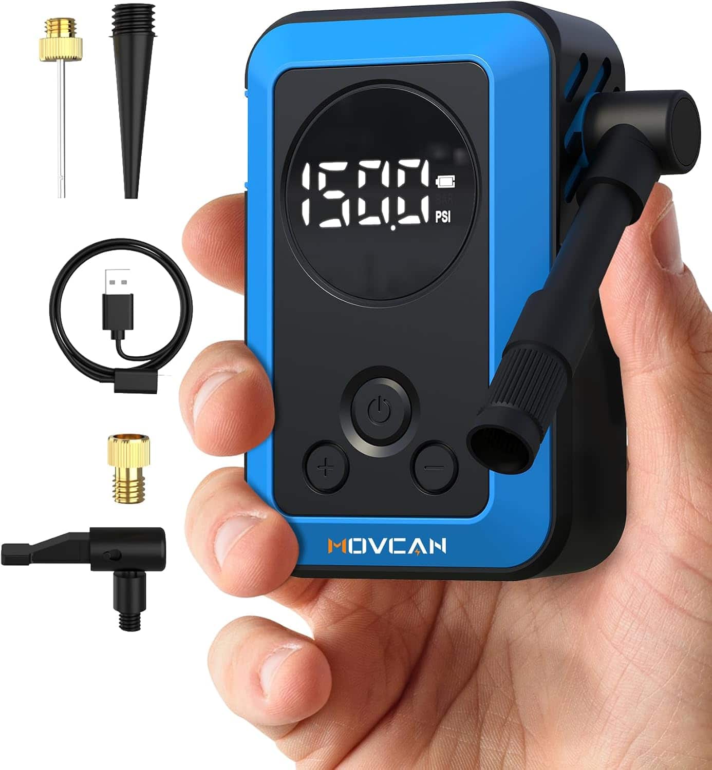 Movcan - 150PSI Electric Mini Bike Pump with Gauge, 33s Inflation, Rechargeable, Presta & Schrader for Bike MTB E-Bike Motorcycle - Blue price history on PriceWatchPro
